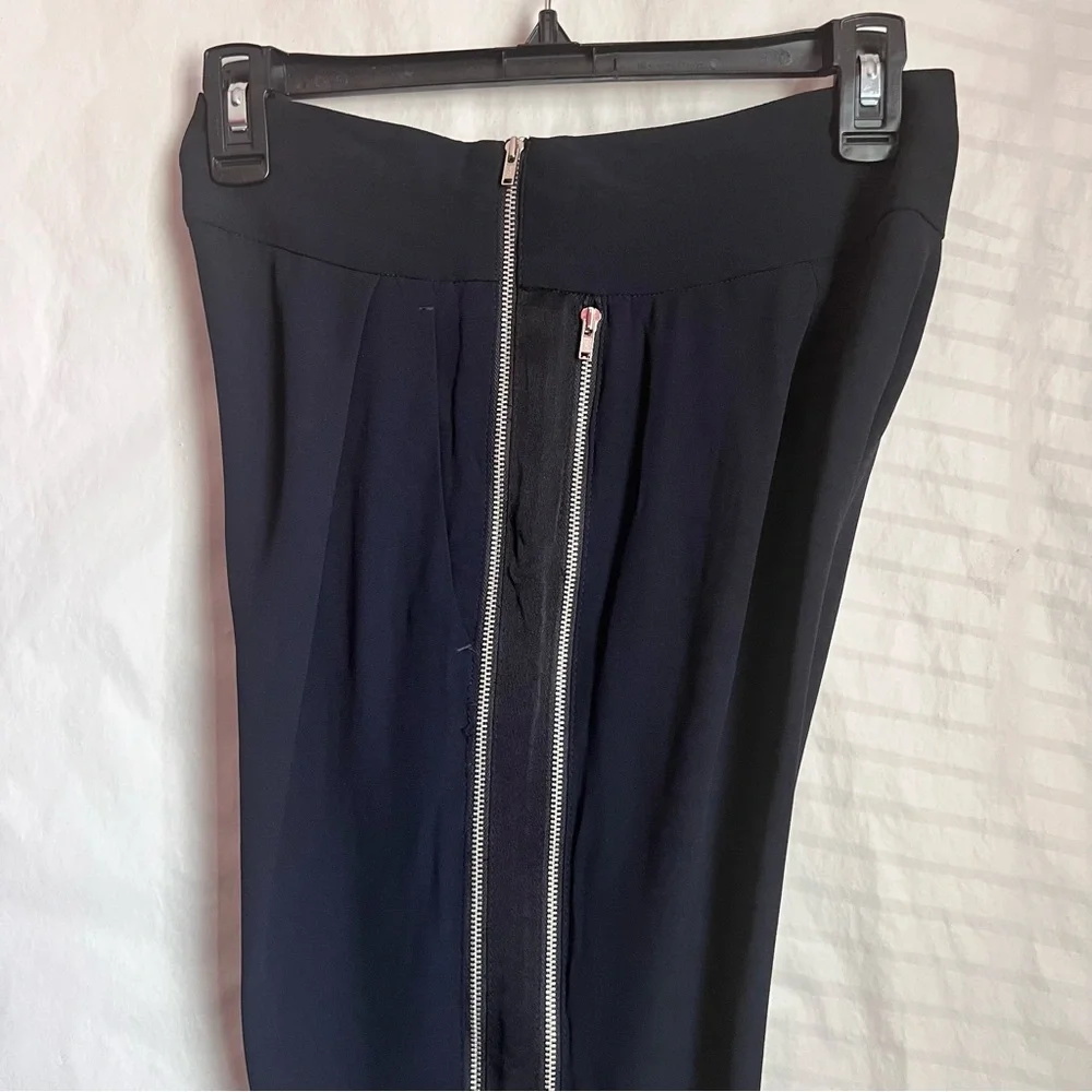 A.L.C. Side Zip Trousers Blue/Blk Trim SZ 2 High Rise Pockets Casual Evening - Picture 8 of 16